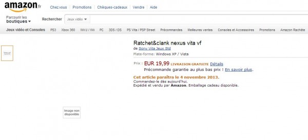 ratchet amazon 600x273 'Ratchet & Clank: Into the Nexus' for PS Vita listed by Amazon | VGLeaks 2.0