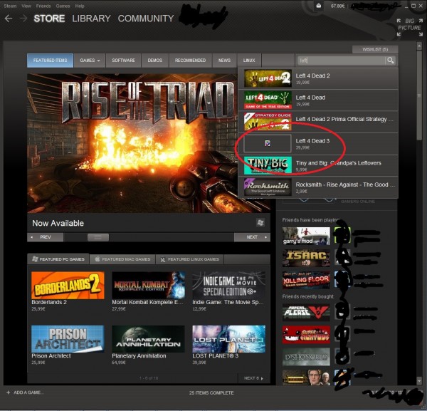 Left 4 Dead 3 Steam 600x577 Left 4 Dead 3 accidentaly confirmed at Valve headquarters & spotted on Steam | VGLeaks 2.0