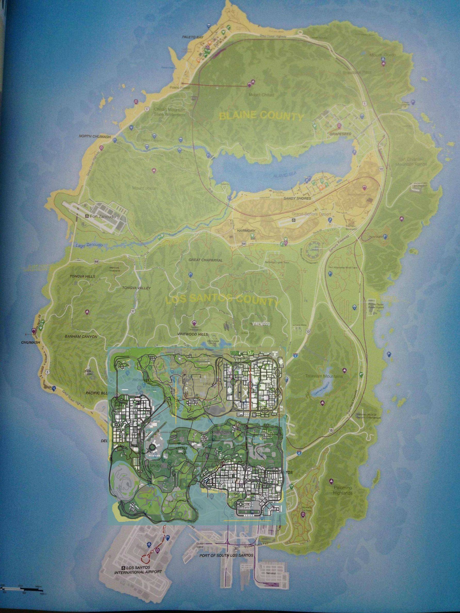 Grand Theft Auto V GTA 5 MAP LOS SANTOS BLAINE COUNTY XBOX ONE 360 PS4 PC  Wii