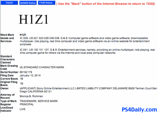 register 600x428 Sony registers H1Z1, could the hoax become a game? | VGLeaks 2.0