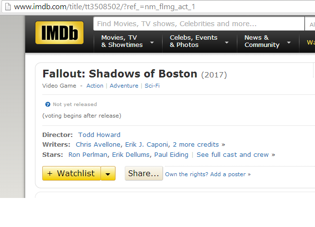 Fallout 4: Shadows of Boston spotted on IMDB