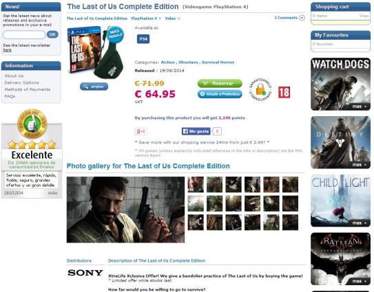 TLOUComplete 543x425 The Last of Us: Complete Edition for PS4 emerges on Spanish retailer | VGLeaks 2.0