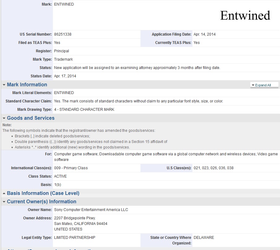 entwinedtrademark Sony tradermarks "Entwined" and "Kill Strain" | VGLeaks 2.0