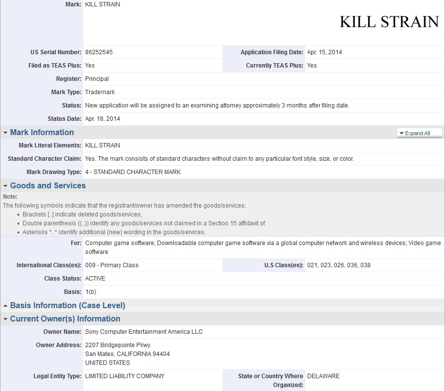 killstriantrademark Sony tradermarks "Entwined" and "Kill Strain" | VGLeaks 2.0