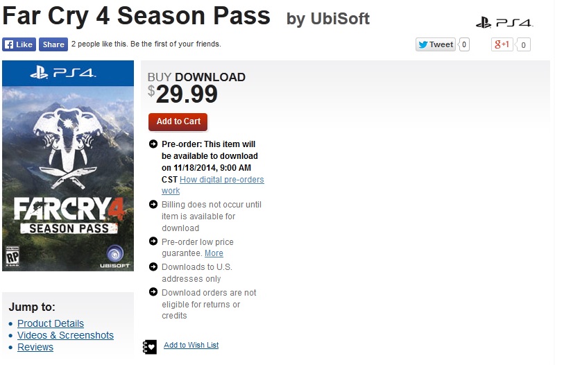 Far Cry 4 Season Pass outed by GameStop