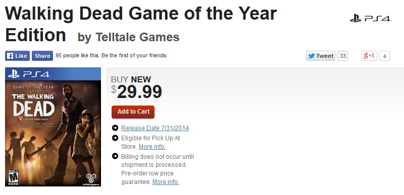 twdps41 The Walking Dead Game of the Year Edition listed on GameStop for PS4 and Xbox One | VGLeaks 2.0