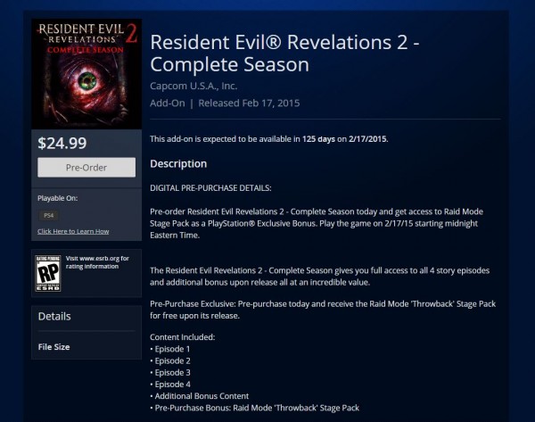 resident evil revelations 2 release date 600x473 Rumor: Resident Evil Revelations 2 release date spotted on the PlayStation Store | VGLeaks 2.0