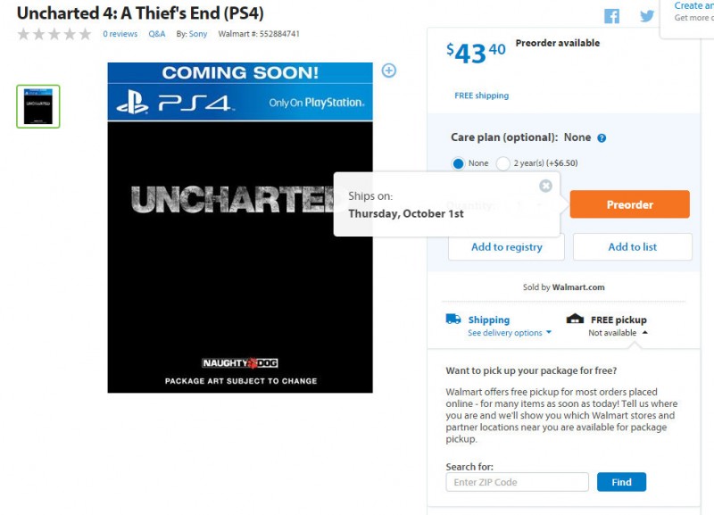 Uncharted 4: A Thief’s End possible release date leaked: Thursday, October 1st