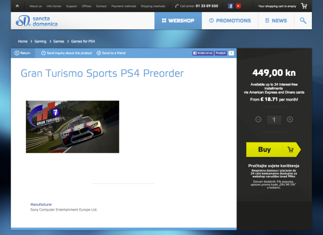 Gran Turismo Sports appears on Croatian retailer, ZombiU on PS4 and One?
