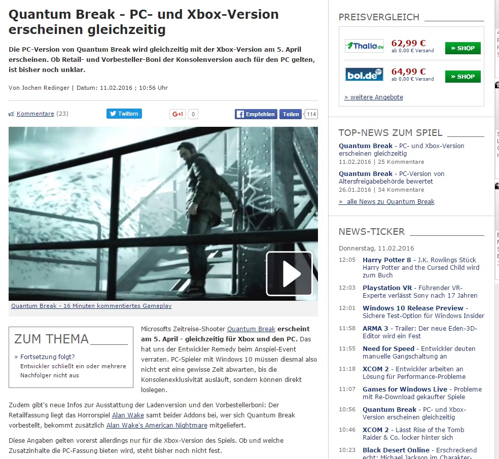GameStar Quantum Break Quantum Break could be released simultaneously on PC and One (Updated: confirmed) | VGLeaks 2.0