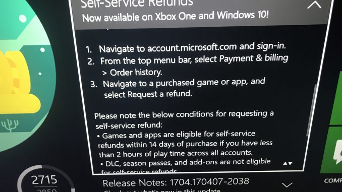 Microsoft will offer refunds for Xbox One and Win 10 • VGLeaks 2.0