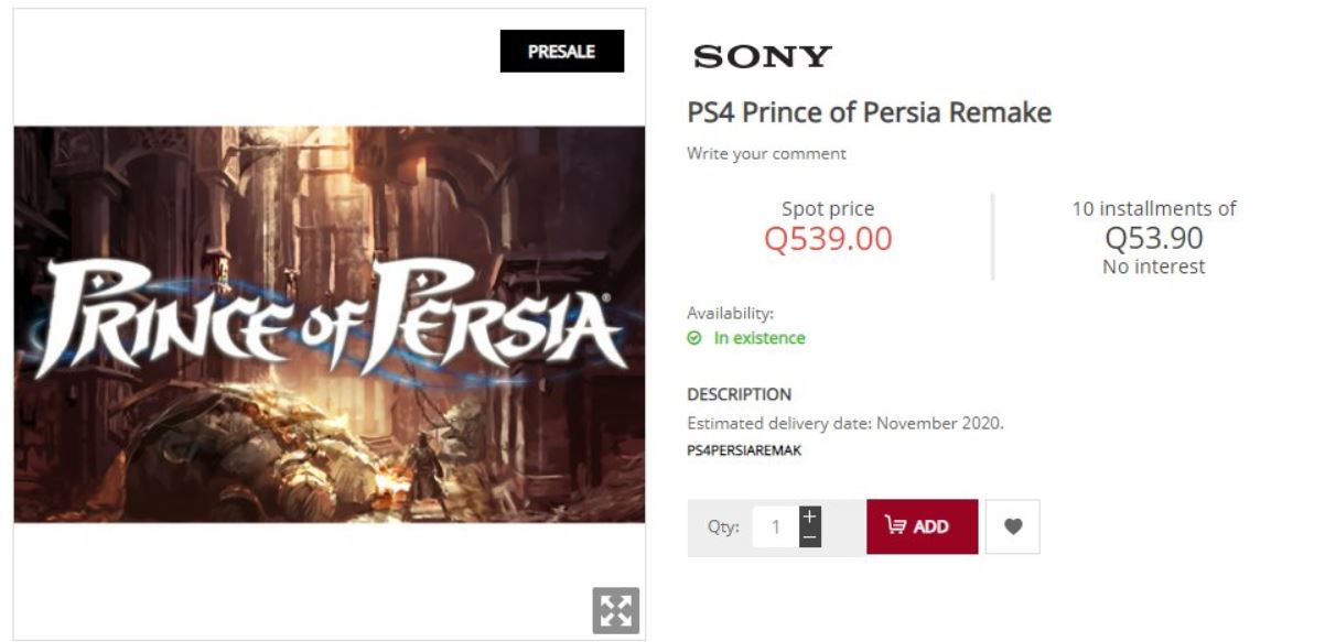 prince cap Prince of Persia Remake listed on retailer website | VGLeaks 2.0
