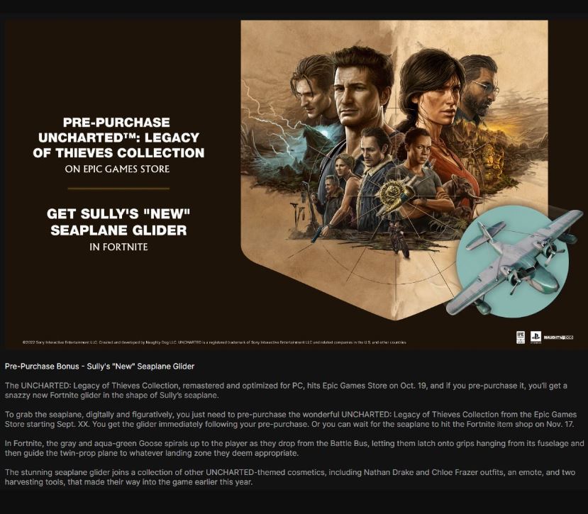 Epic Store Uncharted Uncharted: Legacy of Thieves Collection for PC could be released in October | VGLeaks 2.0