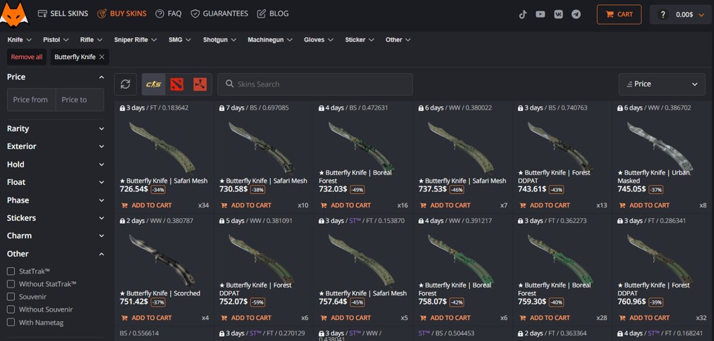 CS Go knifes 2 Cheapest Butterfly Knife Skins in CS2 | VGLeaks 2.0